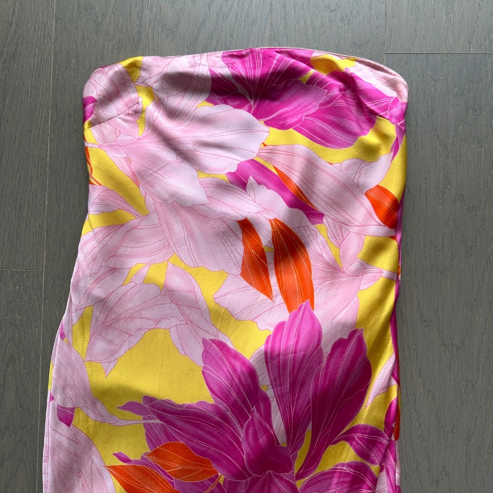 Retrofete Keaton Botanical Floral Silk Strapless Gown Maxi Dress - Picture 7 of 15